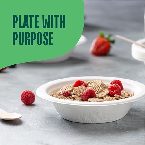 7 inch 12 oz Heavy-Duty Compostable Sugarcane Bowls, 1000 Pack - Natural White