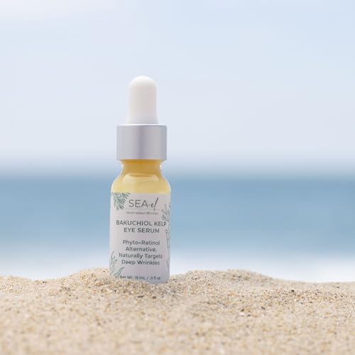 Plant-Based Eye Serum with Bakuchiol & Kelp - Natural Anti-Aging & Brightening, Vegan, 0.5 oz