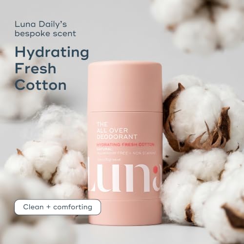 Luna Daily All Over Deodorant Stick - Soft Cotton, Aluminum-Free, 2.4 Oz