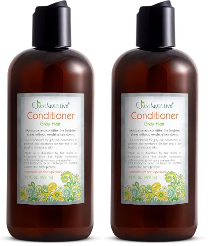 Just Nutritive Gray Hair Conditioner 16oz Pack of 2 - Natural Brightening & Moisturizing