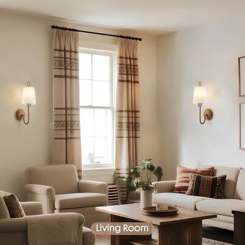 HILUXIA Set of 2 Battery-Operated Boho Wall Sconce Lamps with Remote, Rechargeable LED Rattan Gold Light Fixtures for Bedroom & Living Room