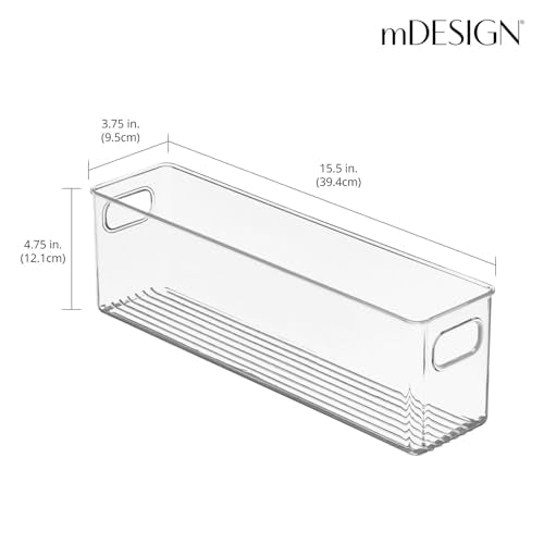 mDesign Plastic Kitchen Organizer Bin 16 x 3.75 x 5 Inches - Clear 8 Pack for Pantry & Cabinet Storage