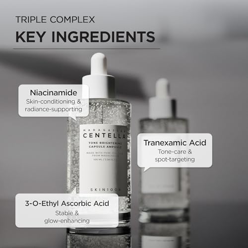 SKIN1004 Tone Balancing Capsule Ampoule, Niacinamide & Centella Serum for Face, Korean Hydrating Facial Serum for Dark Spot & Skin Tone with Tranexamic Acid, Korean Skin Care, 3.38 fl.oz / 100ml
