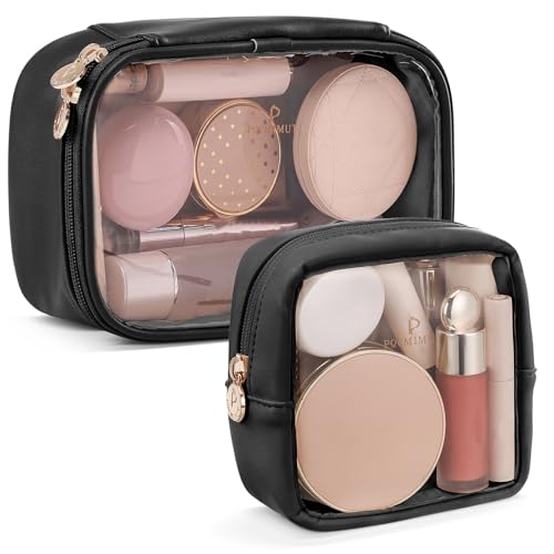 Black Small & Mini Clear Makeup Bag for Travel & Purse - Pocmimut