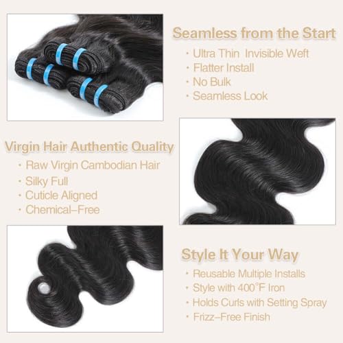 Natural Color 18 Inch Cambodian Body Wave Human Hair Bundles - Misstoo