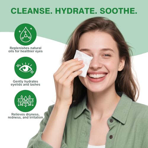 180PCS Tea Tree Oil Eyelid Wipes – Individually Wrapped Eye Lid Cleaning Wipes, Sensitive Skin Friendly