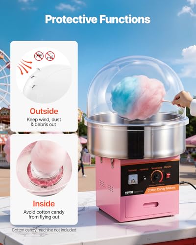 21 Inch Cotton Candy Machine Cover Acrylic Dome Bubble Shield for Commercial Floss Maker