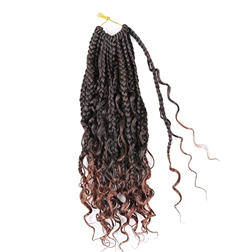 LMZIM 14 Inch Crochet Box Braids T30 - Pack of 8 Curly Ends for Black Women