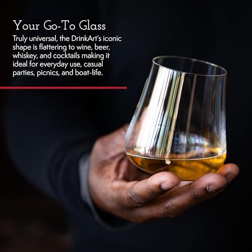 Stemless Crystal Wine Glasses Set of 6 - Universal Drinkware for Wine, Beer & Cocktails