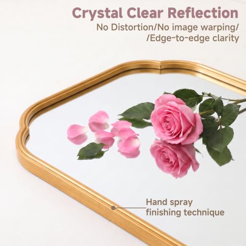 39x29 in Gold Scalloped Mirror with Rust-Proof Metal Frame for Bathroom