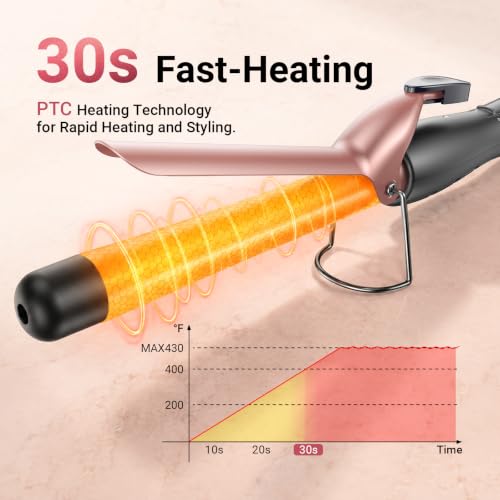 CrazyMar 1 Inch Ceramic Coating Curling Iron with Fast Heat-Up to 430°F
