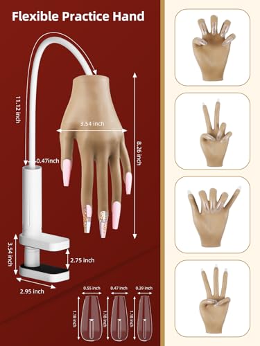 Practice Hand for Acrylic Nails - Tips Won't Fall Off Mannequin Hand - Practice Kit - NIQZOPA