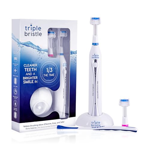 Triple Bristle Original Sonic Toothbrush - Rechargeable 3-Sided Design, Dentist Approved