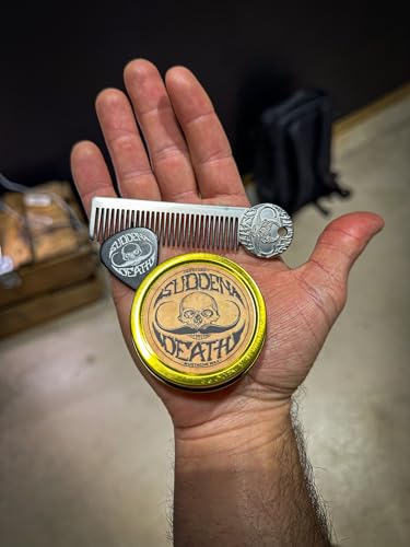 Mustache Wax Set - Sudden Death Strong Hold & Platinum Comb - 1oz Tin & Styling Tool