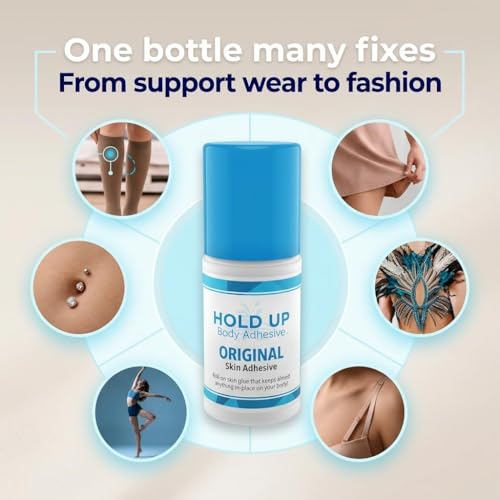 Hold Up Body Adhesive Roll-On - Skin & Clothing Glue for Dancers & Cosplay - 4 Pack