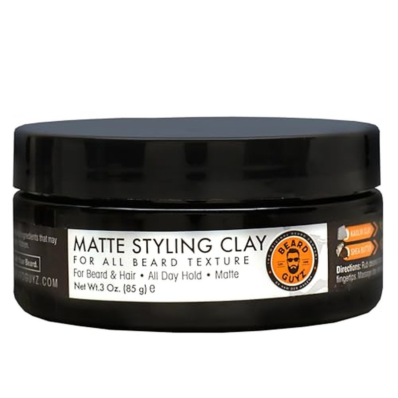 Beard Guyz Matte Styling Clay ? Strong?Hold for Beard & Hair ? Natural Texture & Matte Finish Styling Clay for Men¡¯s Grooming, 3 oz