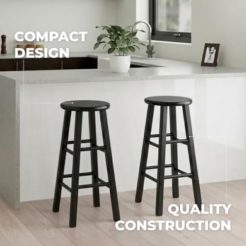 Winsome Element 2-Piece Black Bar Stool Set - 29 Inch Counter Height