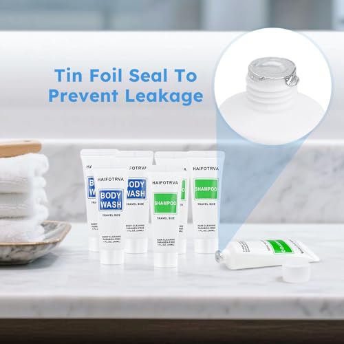 Travel Size Shampoo and Body Wash Bulk Pack of 50,Individually Wrapped 30ml/1 fl oz Small Size Hotel Supplies Portable Toiletries Amenities Bulk for Guests,Travel,Homeless,Charity