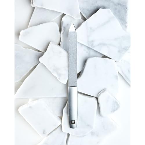 ZWILLING Sapphire Nail File (coarse and fine Grained File Surfaces for Shortening and Shaping, Cleaning tip), Premium, Silver, 5 inch