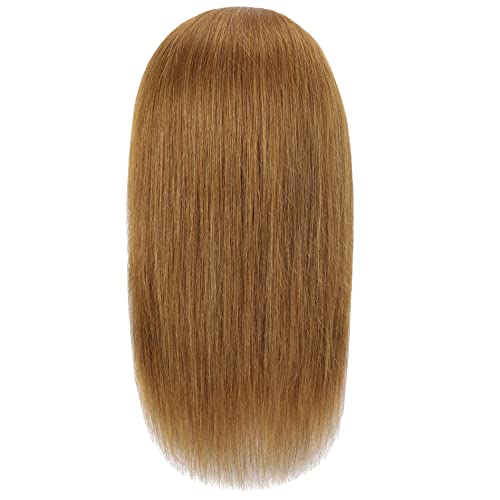 Mannequin Head for Hair Styling & Cosmetology Practice - Straight Tan, 100% Human Hair