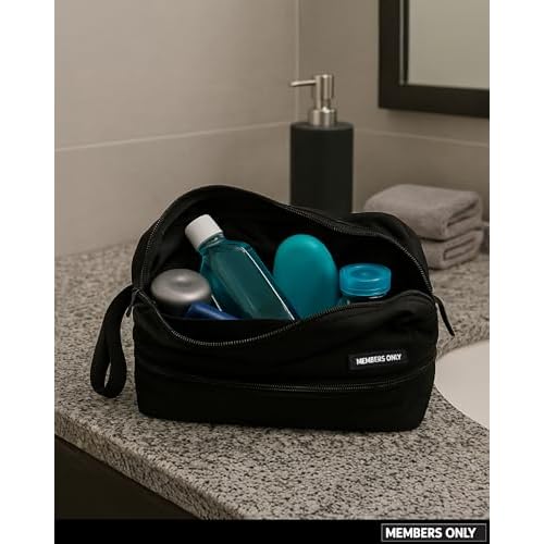 Members Only Dual Dopp Kit Toiletry Bag, Mens Dopp Kit for Travel with Dual Compartments, Mens Toiletry Travel Bag