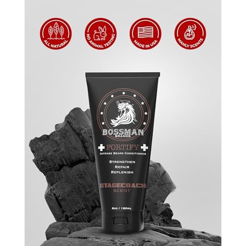 Bossman Fortify Beard Conditioner + Bar Soap for Men (10 oz in Total) ? Magic Scent + Lavender & Patchouli Scent ? Moisturizing and Replenishing Grooming Set ? Made in USA