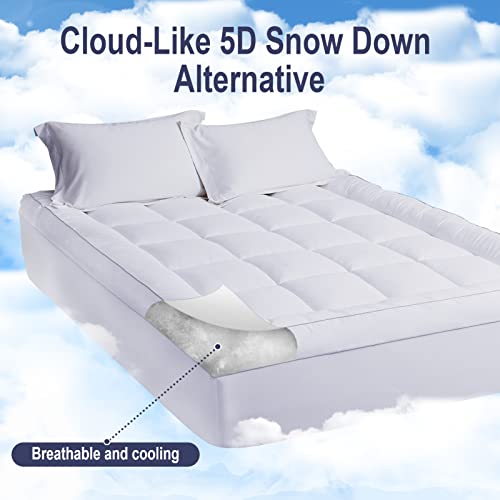 White King Pillow Top Mattress Topper 100% Cotton with Down Alternative Fill