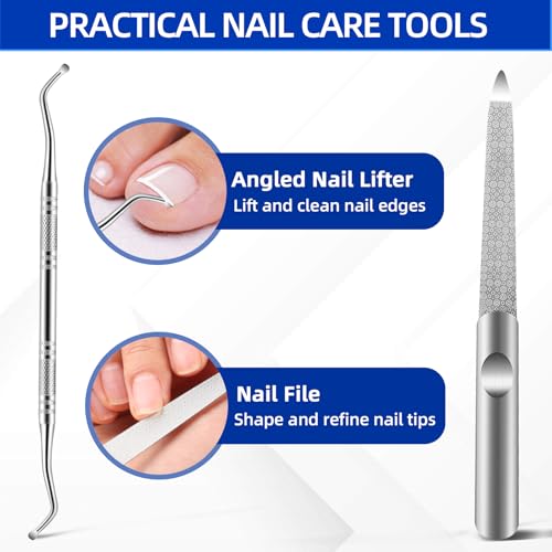 NURIUN 6PCS Toenail & Fingernail Clippers Set for Thick Nails Seniors - Professional Manicure Tools with Case