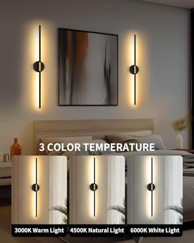32-Inch Battery-Operated Wall Sconce Set of 2 - Black Gold, Rechargeable & Dimmable