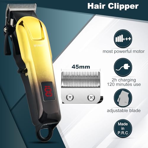 Men's Cordless Hair Clippers Set with LED Display & Accessories
