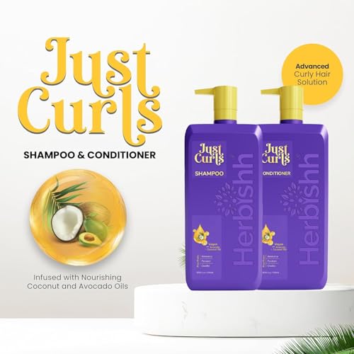 Curly Hair Shampoo & Conditioner Set - Vegan, Hydrating, 17.64 oz Pack of 2 - Herbishh