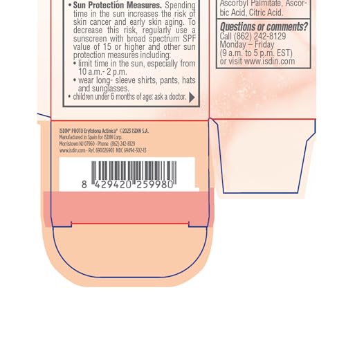 ISDIN Eryfotona Actinica Zinc Oxide and 100% Mineral Sunscreen Broad Spectrum SPF 50+, No White Cast, Suitable for Sensitive Skin