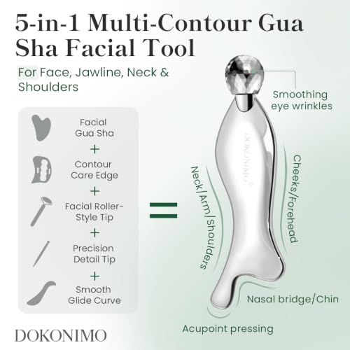 5-in-1 Multi-Contour Gua Sha Facial Tool - 142g, Skin Care Massage Tool