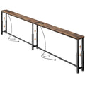 102.4-Inch Narrow Adjustable Console Table with Charging Station - Rustic Brown