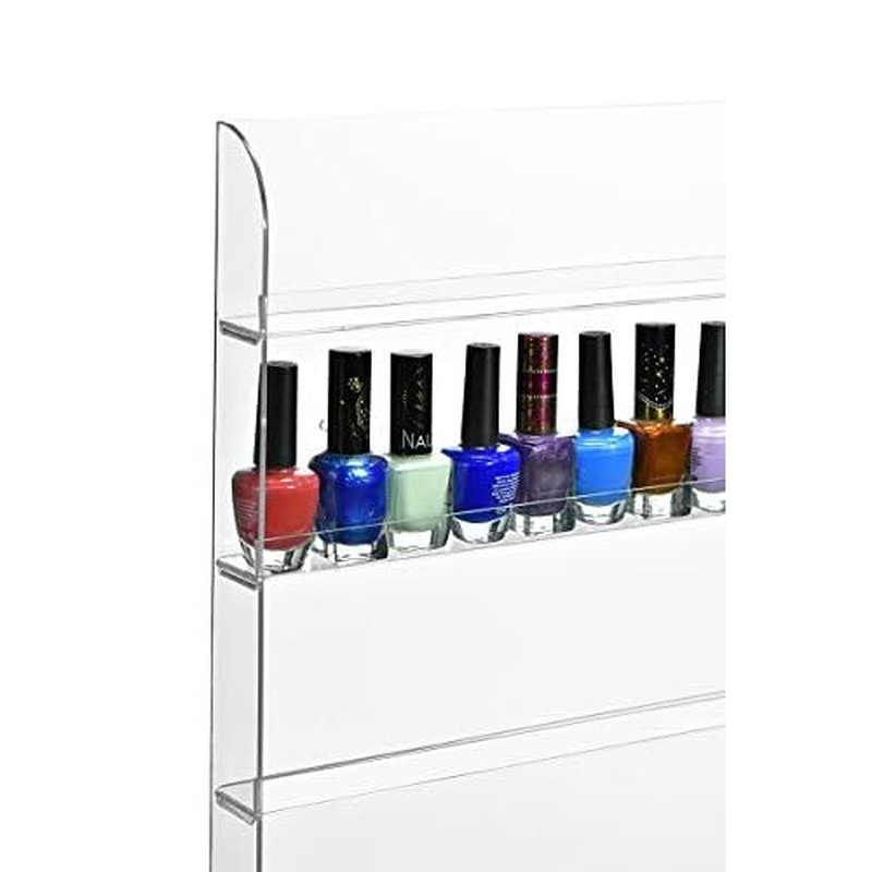 AMT Acrylic Nail Polish Racks for the Wall, Clear Nail Polish Display, Essential Oils Organizer. Holds up to 96 Bottles. Plus a Microfiber Cloth for Cleaning Purposes