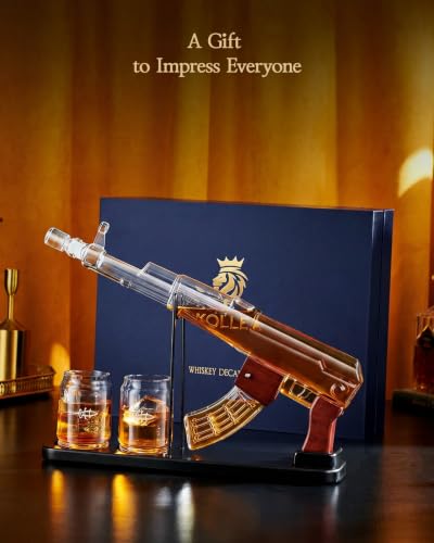 Kollea Whiskey Decanter Gift Set with 2 Shot Glasses - Premium Liquor Dispenser