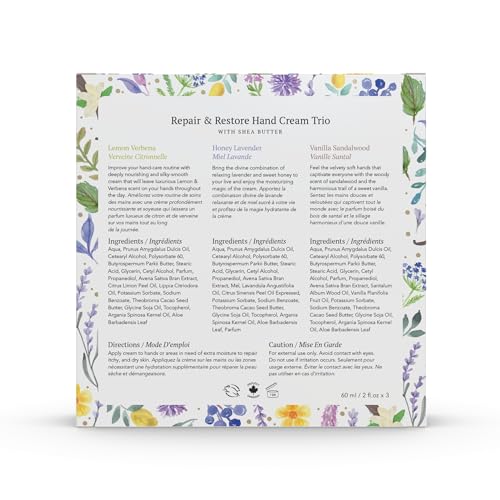 Scentuals Hand Cream Set of 3 with Shea, Cocoa, Argan & Almond Oils - Lemon, Lavender, Vanilla, 60ml