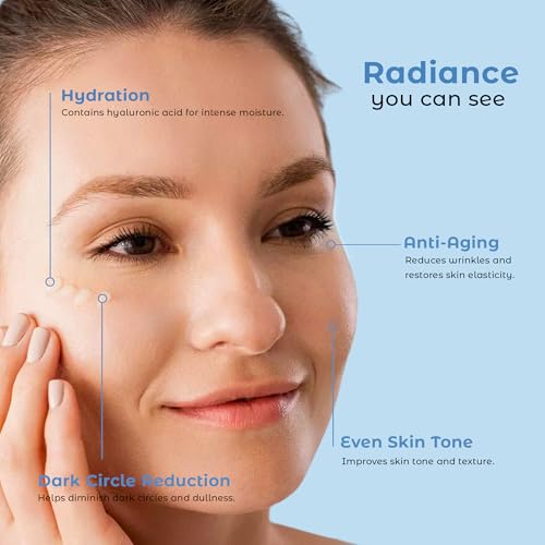 New Brightening Eye Gel With Hyaluronic Acid, Vitamin C & E, Peptides For Dark Circles Puffiness, Wrinkles, Fine Lines, Crows Feet, Dark Spots For A More Radiant Appearance 0.5 FL OZ (15 ML)