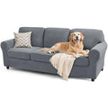 Large Light Gray 7-Piece Sofa Slipcover Set with Cushion & Backrest Protectors