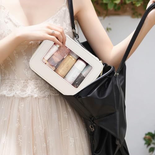 2Pcs Clear Makeup Bag for Women, Large Clear Toiletry Bag with Zipper Travel Cosmetic Case Portable Waterproof Makeup Pouch for Traveling Car Organizers Diaper Bag Organizer Pouches (Dual White)