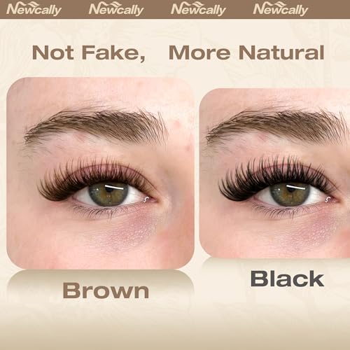 Brown Lash Clusters Natural Eyelash Clusters Brown Lash Extension Invisible Lash Band C-curly Cluster Eyelash Extension 10-16MM Cluster Lashes by Newcally