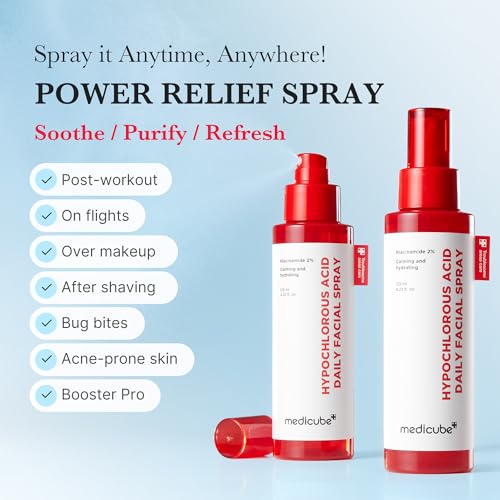 medicube Swipe & Spray Red duo for Troubled Skin: Red Succinic Acid Panthenol Facial Peeling Pads and Power Soothing Spray
