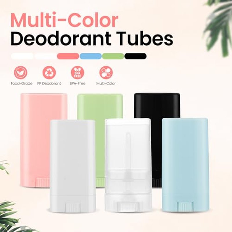 50-Pack Empty Deodorant Containers for Homemade - 0.5 oz/15ml Oval Refillable Deodorants Tubes, BPA-Free Twist-Up Plastic Sticks, Reusable DIY Deodorant Bottles for Balms & Solid Perfumes,Green