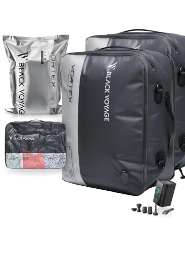 Gray Reusable Vacuum Compression Travel Bags 2-Pack - Large, Waterproof, Space Saver
