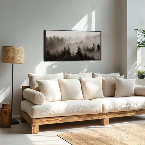 Large Forest Canvas Wall Art - 24x48 Inch Nature Landscape Print with Black Frame