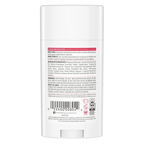 Natural Aluminum-Free Deodorant for Women and Men - Coconut & Kaolin Clay 2-Pack, 24-Hour Odor Protection