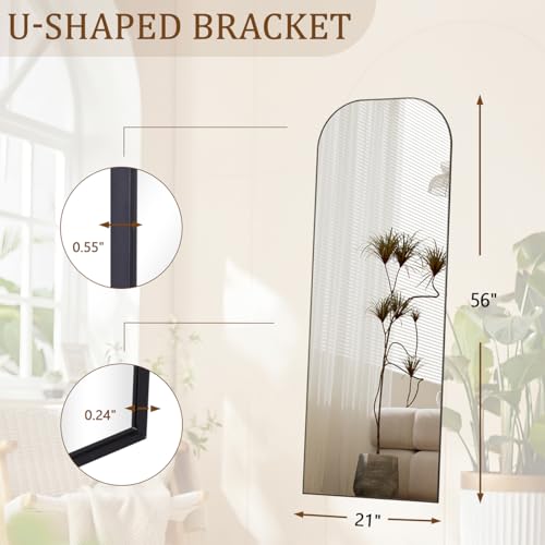 Koonmi Full Length Mirror 56x21 Inch with Stand, Full Body Floor Mirror