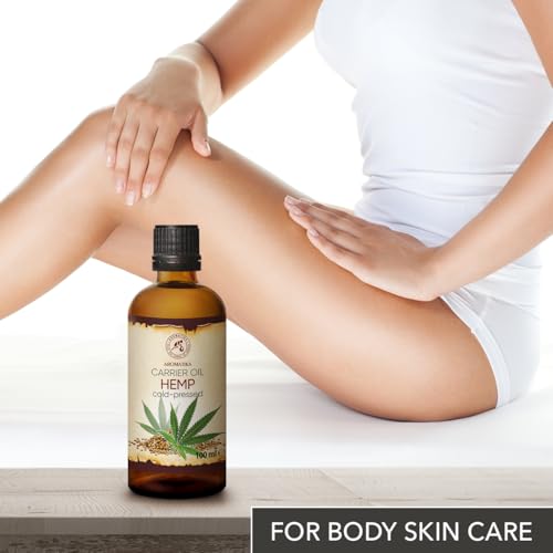Cold Pressed Hemp Seed Oil for Skin Hair Nails Face Body - Natural Carrier Oil - 3.4 Fl Oz