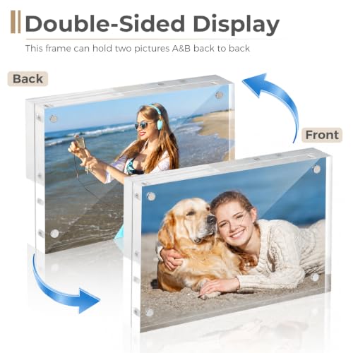 TWING 5x7 Acrylic Picture Frames Set 5 Pack, 24mm Thick Frameless Clear Photos