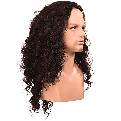 Morvally Long Curly Dark Brown Synthetic Wig for Cosplay & Halloween